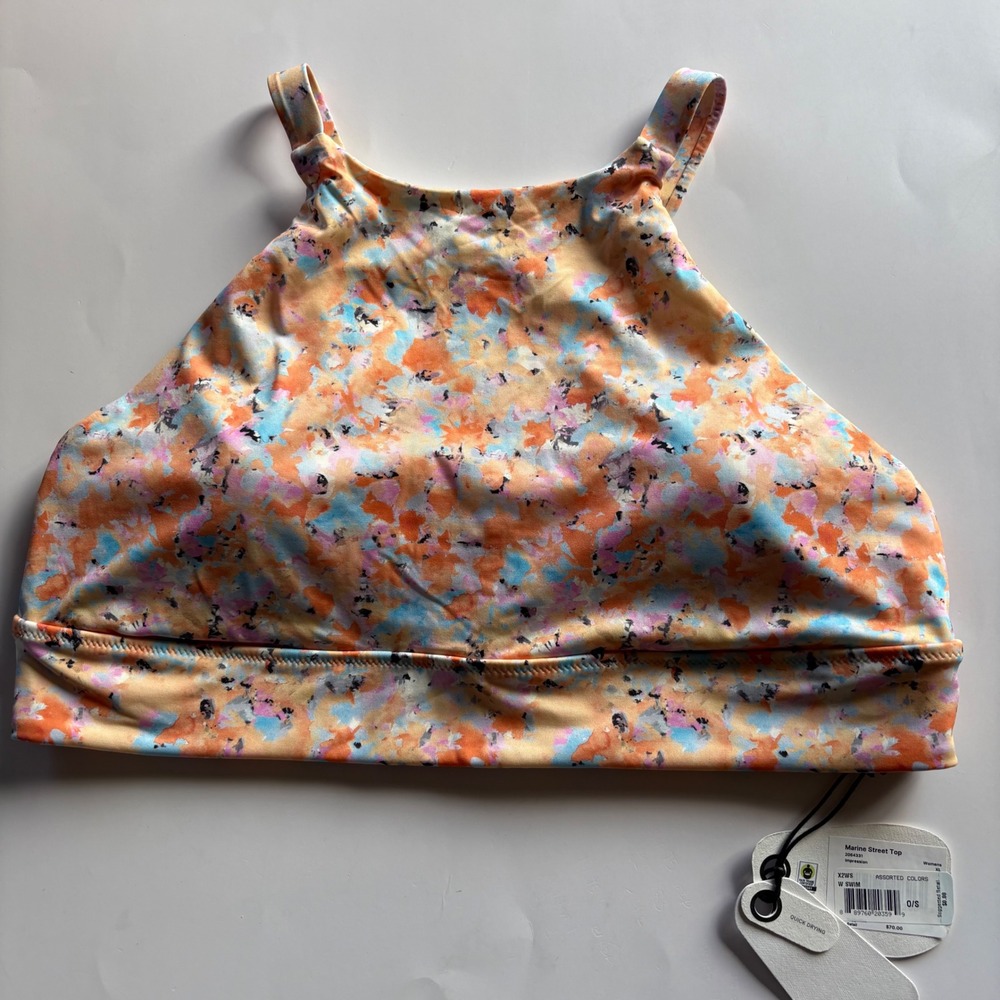 Prana Marine‎ Street Top Floral Print Swim Top Built-In Bra XL Beach Resortwear
